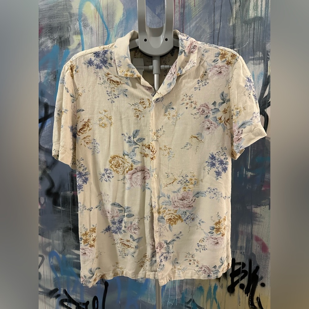Floral Cream Short Sleeve Shirt